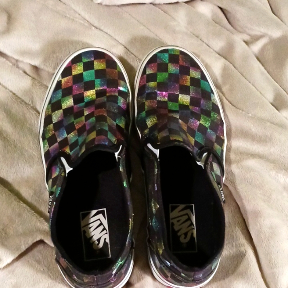 Size 8 checkered multicolored vans